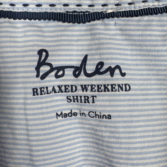 Boden Relaxed Weekend Shirt, Polka Dots + Stripes, Size 4 - Picture 4 of 8
